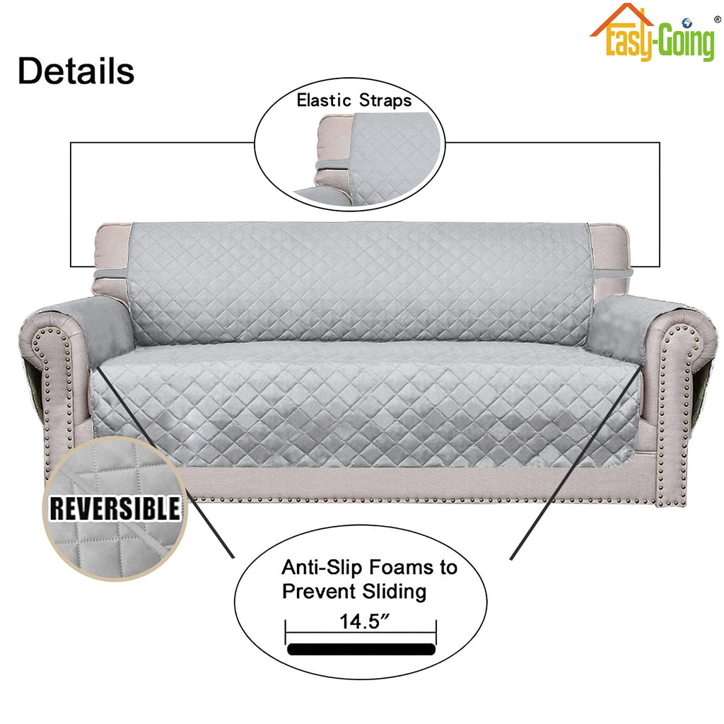 Easy-Going Reversible Couch Cover, 3 Cushion Sofa, Light Gray/Light Gray
