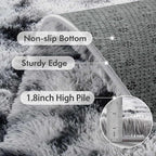 4x6 Ft Shag Area Rug for Bedroom Living Room, Tie-Dyed Ultra Soft Fluffy Furry Rugs for Indoor Floor, Aesthetic Carpet for Kids Home Decor (Black White)