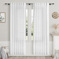White Linen Curtains 80 inches Long for Bedroom Back Tab Light Filtering Privacy Sheer White Curtains Modern Farmhouse Coastal Decor Cotton Textured Gauze Curtain 2 Panel Set 52x80