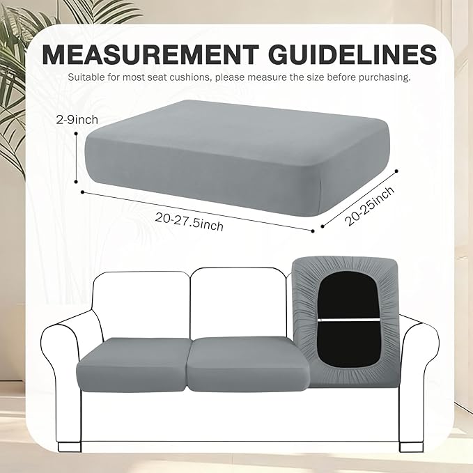 hyha 8Pcs Patio Cushion Covers, Stretch Outdoor Couch Cushion Covers Replacement, Washable Outdoor Chair/Sofa Slipcovers for Patio Furniture Cushions Protector with Elastic Bottom(Gray,Cover Only)