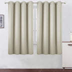 LEMOMO Light Beige Blackout Curtains 66 x 63 Inch Length/Set of 2 Curtain Panels/Thermal Insulated Room Darkening Blackout Curtains for Bedroom