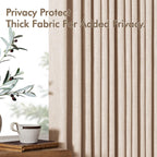 MIULEE Pinch Pleated Linen Curtains 90 Inches Long Sand Beige with Hooks