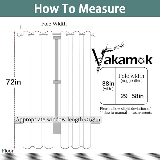 Yakamok Blackout Curtains 38x72 inch Charcoal Grey Thermal Drapes-Bedroom