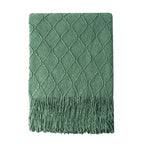 BOURINA Green Throw Blanket 50x60 Inch Boho Knitted Soft Throw Sofa Blanket
