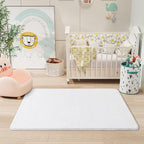 Amearea Modern Washable Runner Rugs, 2x4 Feet White Bedroom Runner Rug, Small Area Rugs for Bedroom Living Room, Non Slip Memory Foam Rug for Hallway Entryway Kids Boys Girls Room Laundry Room