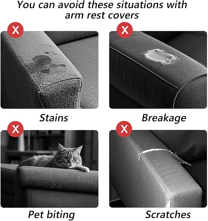 Soothing Home Sofa Covers, Sofa Hero Covers, Wear-Resistant Universal Couch Covers Washable Stretch Sectional Couch Cushion Covers (Brown,Arm Rest Covers 2pcs)