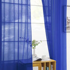 SpaceDresser Basic Rod Pocket Sheer Voile Window Curtain Panels Sapphire 1 Pair 2 Panels 52 Width 36 Inch Long for Kitchen Bedroom Children Living Room Yard（Sapphire, 52W x 36L）