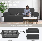 Easy-Going Stretch Loveseat Slipcover 1-Piece Sofa Cover Furniture Protector Couch Soft with Elastic Bottom for Kids Polyester Spandex Jacquard Fabric Small Checks (Loveseat, Dark Gray)