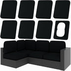 hyha 8Pcs Patio Cushion Covers, Stretch Outdoor Couch Cushion Covers Replacement, Washable Outdoor Chair/Sofa Slipcovers for Patio Furniture Cushions Protector with Elastic Bottom(Black,Cover Only)