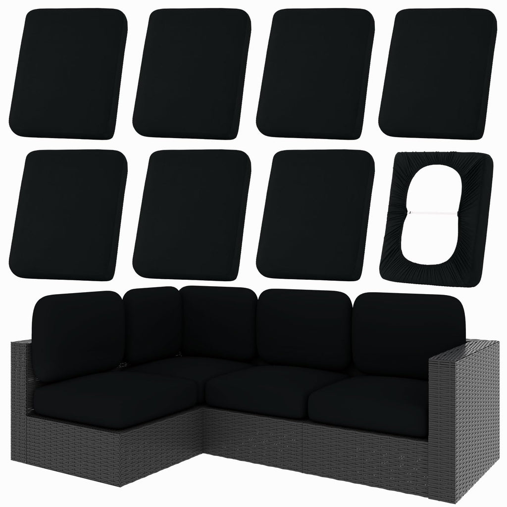 hyha 8Pcs Patio Cushion Covers, Stretch Outdoor Couch Cushion Covers
