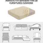 Water Repellent Sofa Cushion Slipcovers, Stretch Couch Cushion Cover for Loveseat Cushion Couch, Washable (Medium, Ivory)