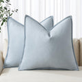 MIULEE Decorative Linen Pillow Covers 18x18 Inch Light Blue