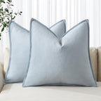 MIULEE Decorative Linen Pillow Covers 18x18 Inch Light Blue