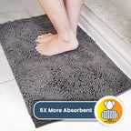 Muddy Mat® | Super Absorbent Door Mat Indoor, Microfiber Quick Dry Chenille Entryway Rug, Non-Slip Front Door Mat, Indoor Mats for Entryway, Machine Washable Pet Rug, Grey 60"x24"