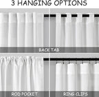Extra Wide Linen Curtains for Living Room 102 Inch for Bedroom Divider Off White Rustic Farmhouse Drape Rod Pocket Back Tab Light Filtering Dinner/Office Window Curtain for Sliding Door，2 Panles