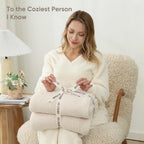 Snuggle Sac Buttery Ivory Throw Blanket for Couch, Reversible Super Soft Knitted Blankets, Warm Cozy Knit Fuzzy Plush Lightweight Throws Dupes for Sofa, Bed, Picnic, Ivory, 50 x 60 inches