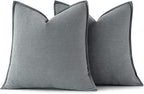 MIULEE Decorative Linen Euro Sham Pillow Covers 26x26 Gray Boho Farmhouse Neutral Couch Throw Pillows for Bed Pack of 2 Accent Modern Pillowcase Sofa Livingroom Home Decor