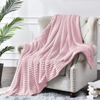 BEDELITE Fleece Throw Blanket for Couch – 3D Ribbed Jacquard Soft and Warm Decorative Fuzzy Blanket – Cozy, Fluffy, Plush Lightweight Cherry Blossom Throw Blankets for Bed, Sofa, 50x60 inches