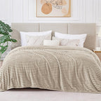 BEDELITE 3D Ribbed Jacquard Linen Blankets Queen Size for Bed, 90x90 Inch