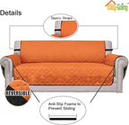 Easy-Going Reversible Loveseat Couch Cover for 2 Cushion Couch Sofa Cover for Dogs Water Resistant Furniture Protector with Foam Sticks Elastic Straps for Pet (Loveseat, Orange/Black)