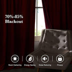 RYB HOME Burgundy Red Velvet Curtains for Christmas Decor, Soft Luxury Backdrops for Studio Theater, Back Tab Design for Bedroom Living Room, 52" W x L84 L, 2 Panels Set