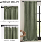 RYB HOME Sage Green Velvet Curtains 102 inches with Hook Belt, Soft Fabric Room Darkening Thermal Insulated Luxurious Home Decor Curtains for Living Room Bedroom, W 52" x L 102", 2 Panels Set