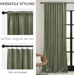 RYB HOME Sage Green Velvet Curtains with Hook Tape, Thermal Insulated Privacy Protect Decorative Room Divider Drapes for Home Theater, W 62 x L 90 inches, 2 Panels Set