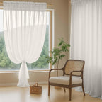 Ebesto Ivory Sheer Curtains for Windows 108 inches Long 2 Panels Set, Soft Lightweight Light Filtering Drapes for Living Room Bedroom, Dual Rod Pocket Sheer Curtains, 2x42Wx108L inches