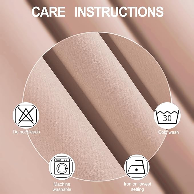 LEMOMO Blackout Curtains 52 x 108 inch/Blush Curtains Set of 2 Panels/Thermal Insulated Room Darkening Bedroom Curtains