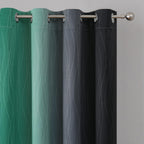 Estelar Textiler Black and Green Ombre Blackout Curtains 108 Inches Long