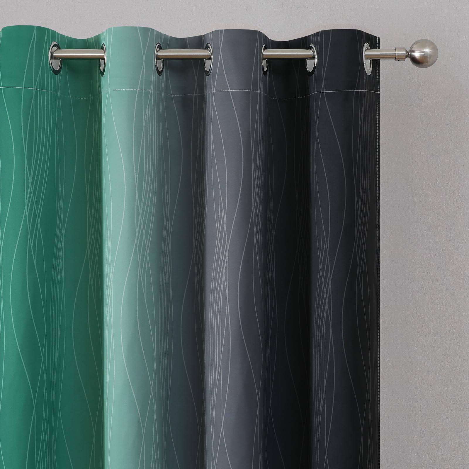 Estelar Textiler Black and Green Ombre Blackout Curtains 108 Inches Long