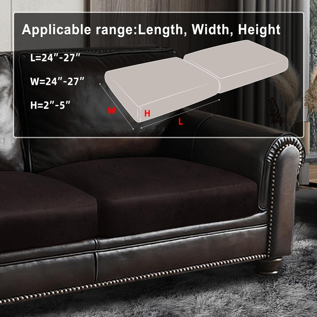 ANARACHON Leather Look Couch Cushion Covers Sofa Seat Slipcovers Sets Couches Furniture Protector for Sectional Armchair Loveseat Pets Kids Stretch Spandex Fabric (2 Cushion Loveseat, Chocolate)