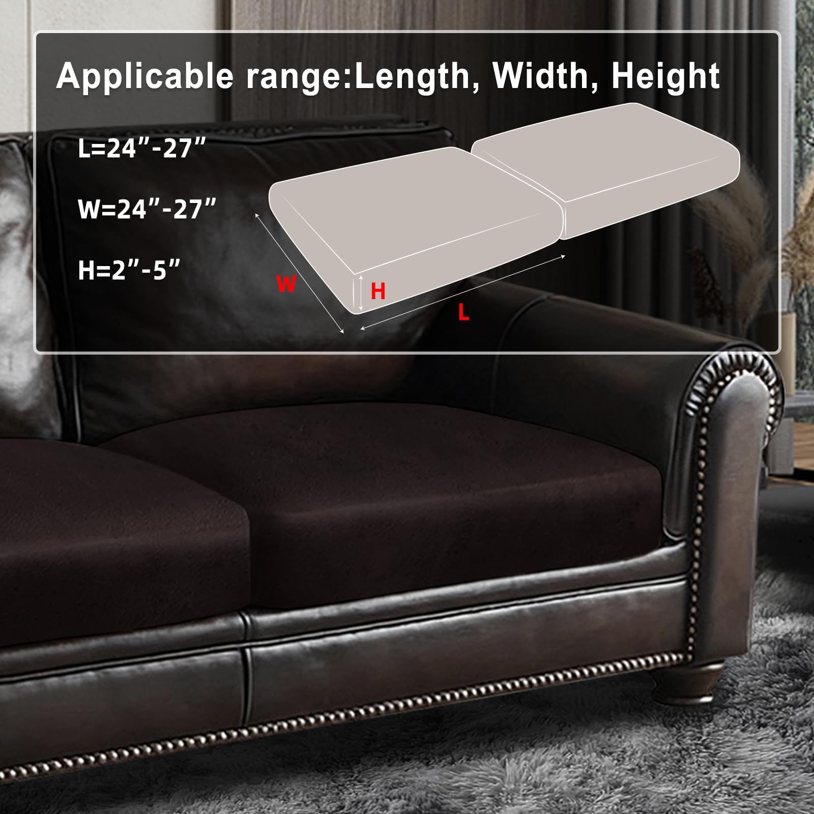 ANARACHON Leather Look Couch Cushion Covers Sofa Seat Slipcovers Sets Couches Furniture Protector for Sectional Armchair Loveseat Pets Kids Stretch Spandex Fabric (2 Cushion Loveseat, Chocolate)