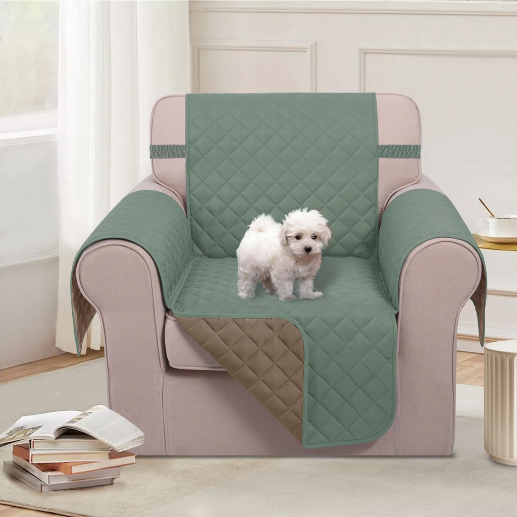 U-NICE HOME Reversible Oversized 28''Chair Covers, Greyish Green/Taupe