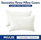 MIULEE Pack of 2 Couch Throw Pillow Covers 12x20 Inch Soft White Chenille Lumbar Pillow Covers for Sofa Living Room Solid Dyed Cases