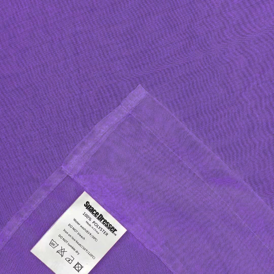 SpaceDresser Sheer Voile Window Treatment Rod Pocket Curtain Panels for Kitchen Bedroom Living Room Drapes Sunlight Filtering Privacy Semi Home Decor Assorted (Purple, 52 W x 63 L)