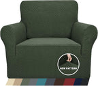 ZNSAYOTX 1 Piece Jacquard Chair Slipcovers for Living Room High Stretch Chair Covers with Arms Anti Slip Pets Friendly Couch Sofa Armchair Cover Furniture Protector (Chair, Army Green)