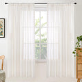 BGment Linen Semi Sheer Curtains 72 Inch Length for Living Room - Rod Pocket Natural Textured Window Drapes Light Filtering for Bedroom Lightweight Rustic, 2 Panels Set, 52 X 72 Inch