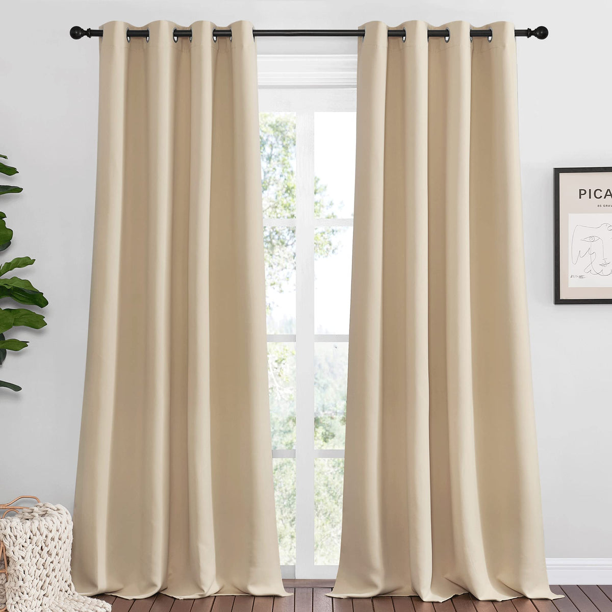 NICETOWN Modern Blackout Curtains, 2 Panels, W55 x L108-inch, Greyish Blue