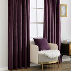 MIULEE Dark Purple Velvet Curtains 96 inches - Luxury Blackout Curtains for Bedroom Living Room Thermal Insulated Super Soft Window Drapes Rod Pocket & Back Tab, W52 x L96 inches, 2 Panels