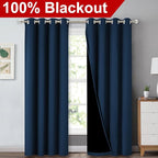 NICETOWN Moroccan Blue Full Shade Curtain Panels, Pair of Energy Smart & Noise Blocking Out Blackout Drapes for Dining Room Window, Thermal Insulated Guest Room Lined Window Dressing, 52 x 84 inch