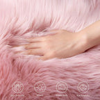 Ashler Faux Fur Area Rug - Fluffy Shaggy Sheepskin 2 x 3 Feet, Pink Fuzzy Machine Washable Shag - Nursery Decor Throw for Bedroom, Kids Room, Living Room