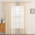 MIULEE 2 Panels Solid Color Sheer Window Curtains Elegant Window Voile Panels/Drapes/Treatment for Bedroom Living Room (54 X 84 Inches Cream Beige)