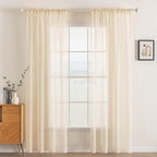 MIULEE 2 Panels Solid Color Sheer Window Curtains Elegant Window Voile Panels/Drapes/Treatment for Bedroom Living Room (54 X 84 Inches Cream Beige)