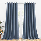 NICETOWN Thermal Insulated Curtains Blackout Draperies, Window Treatment Solid Grommet Room Darkening Drape Panels for Bedroom (Stone Blue, Set of 2, 70 by 95 inches Long)
