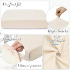 Newwiee Set of 4 Stretch Patio Cushion Covers Sofa Couch Seat Chair Slipcovers Cushion Cover Replacement Furniture Protector for Pets Washable(Beige,Seat Cover,Solid)