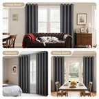Joydeco Blackout Curtains 108 Inches Long 1 Panel, Thermal Insulated Long Curtains& Drapes 1 Piece, Room Darkening Grommet Drapes for Living Room Bedroom Window (W70 x L108 Inch, Dark Grey)