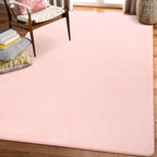Amearea Large Modern Area Rugs for Bedroom Living Room, 6x9 Feet Pink Thickened Memory Foam Rug, Fluffy Indoor Washable Rugs Non Slip Minimalist Carpet for Boys Girls Dorm Nursery Room Decor