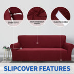 ZNSAYOTX 1 Piece Jacquard Chair Slipcovers for Living Room High Stretch Chair Covers with Arms Anti Slip Pets Friendly Couch Sofa Armchair Cover Furniture Protector (Chair, Wine Red)