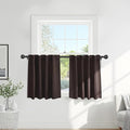 Pony Dance Short Length Curtains for Kitchen, Solid Half Window Curtain Tiers for Bathroom Energy Saving Privacy Shade for RV Camper (2 Panels,Brown, 34x36 Inch)